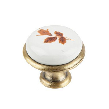 ruchka-knopka-s-farforom-klen-d30-sh30-v25-antichnaya-bronza